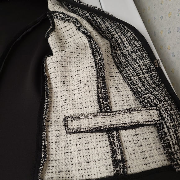 Cynthia Rowley long sleeve cropped collarless boxy blazer tweed jacket Small - Picture 11 of 12